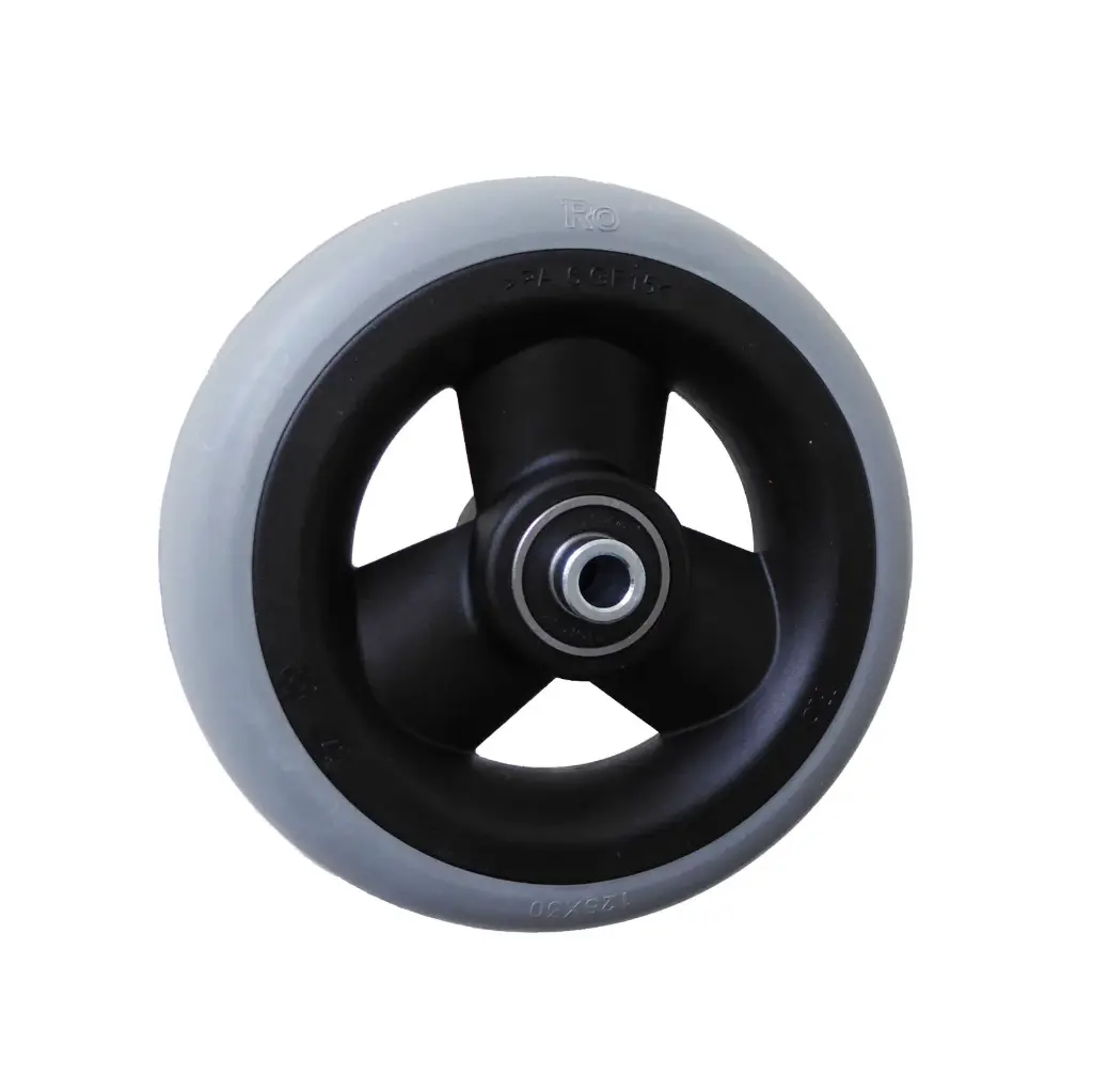 Lenkrolle zu Rollstuhl 5" VollgummireifenDim. 125x30mm Nabenlänge 46mm "Universal Rad"