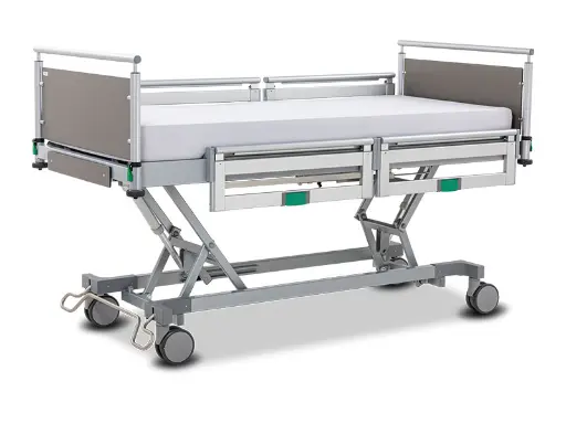 Malsch Klinik/ Spitalbett Impulse XL KL 300 kg Schwerlast Bett mit Metallgitter Liegefläche